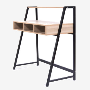 Nautilus Designs Vienna Compact Two Tier Workstation with Stylish Feature Frame and Upper Storage Shelf - Black Frame - Oak Finish BDW/I203/BK-OK