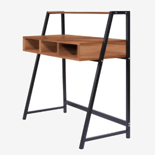 Nautilus Designs Vienna Compact Two Tier Workstation with Stylish Feature Frame and Upper Storage Shelf - Black Frame - Walnut Finish BDW/I203/BK-WN