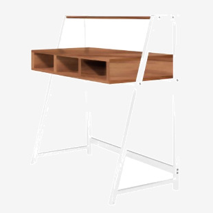 Nautilus Designs Vienna Compact Two Tier Workstation with Stylish Feature Frame and Upper Storage Shelf - White Frame - Walnut Finish BDW/I203/WH-WN