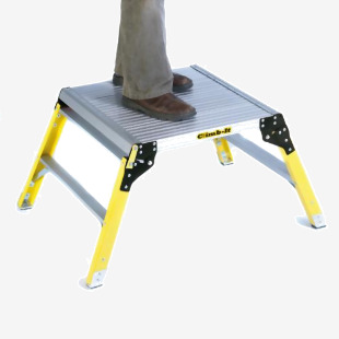 Climb-It® Glass Fibre Leg Platform; 2 Tread; 150kg; SilverYellow APJ04Z