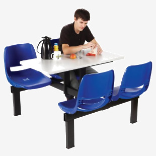 Canteen Table 2 Way Access 4 Seats Steel/Polypropylene/Chipboard Blue/Black/White CBT42Z