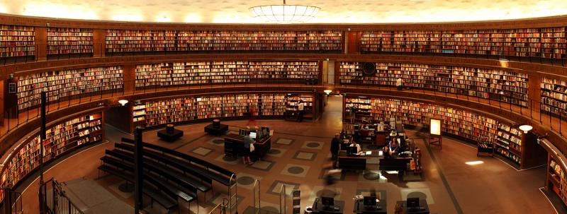huge university library
